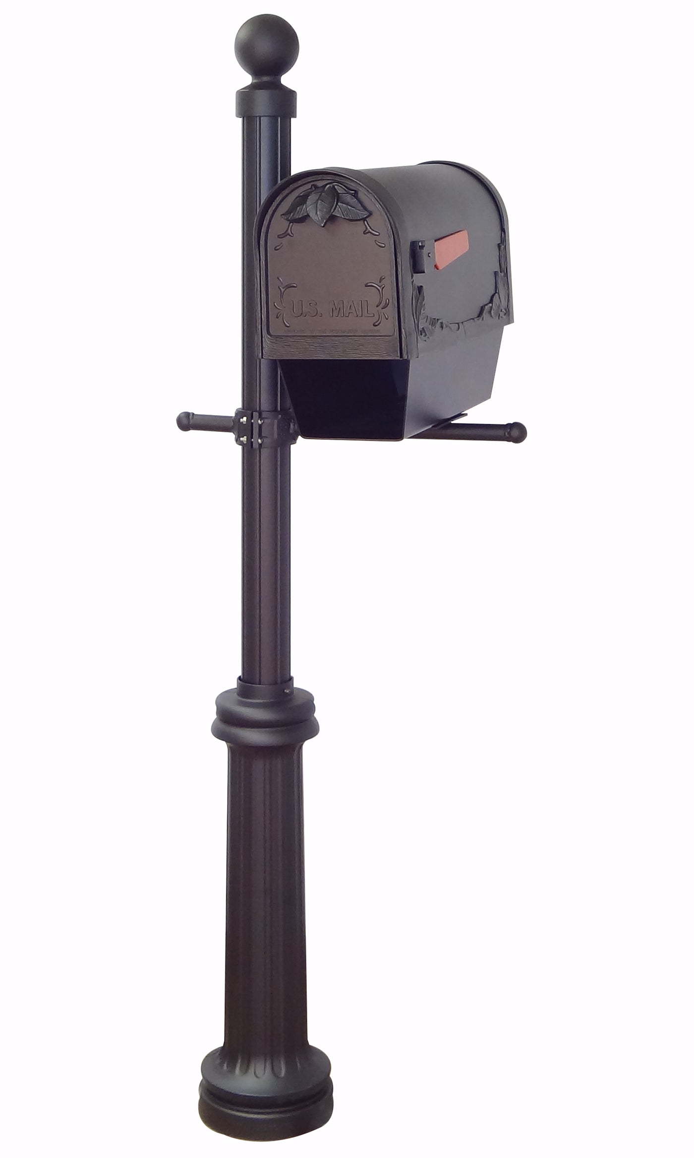 Floral Curbside Mailbox with Newspaper Tube and Fresno Mailbox Post