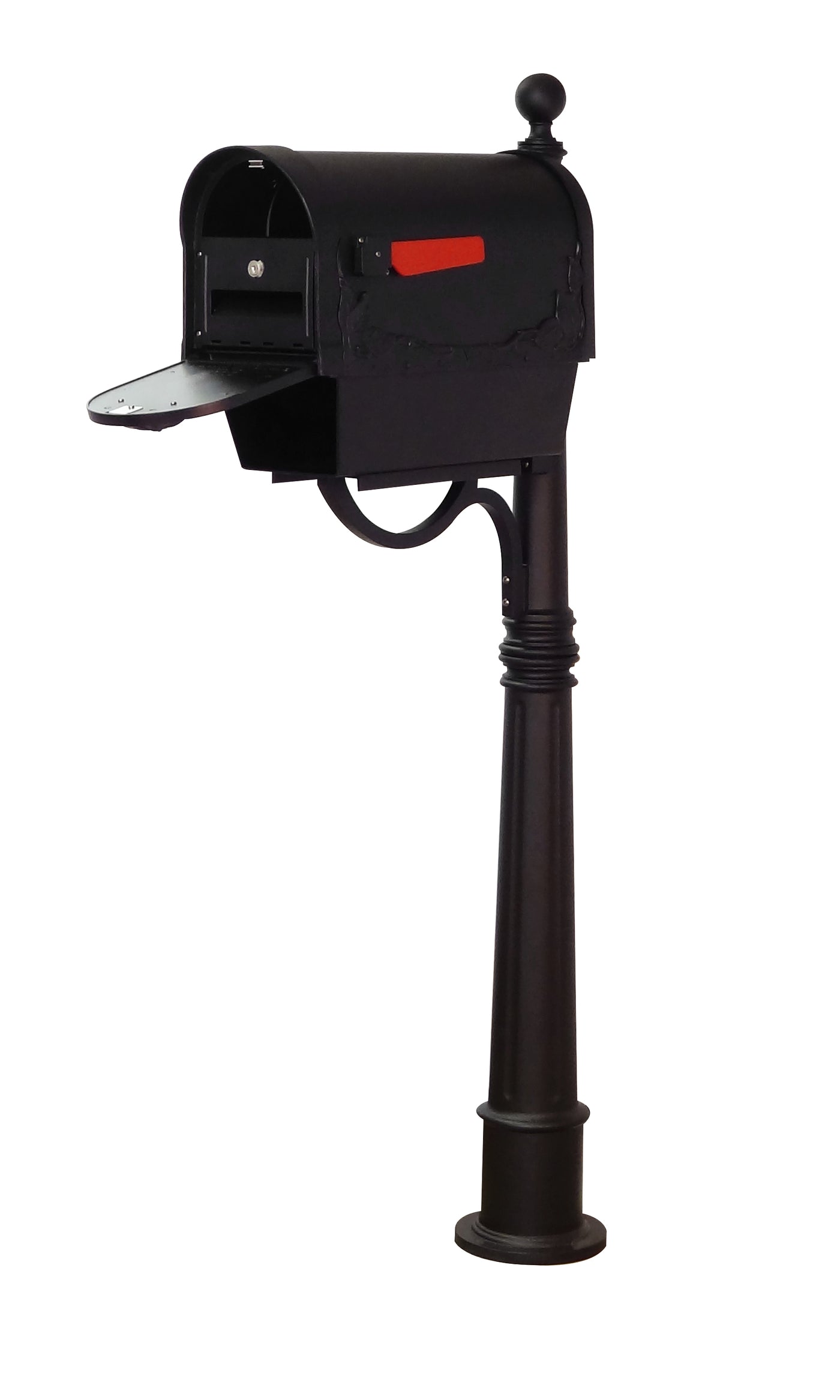Floral Curbside Mailbox with Newspaper Tube, Locking Insert and Ashland Mailbox Post