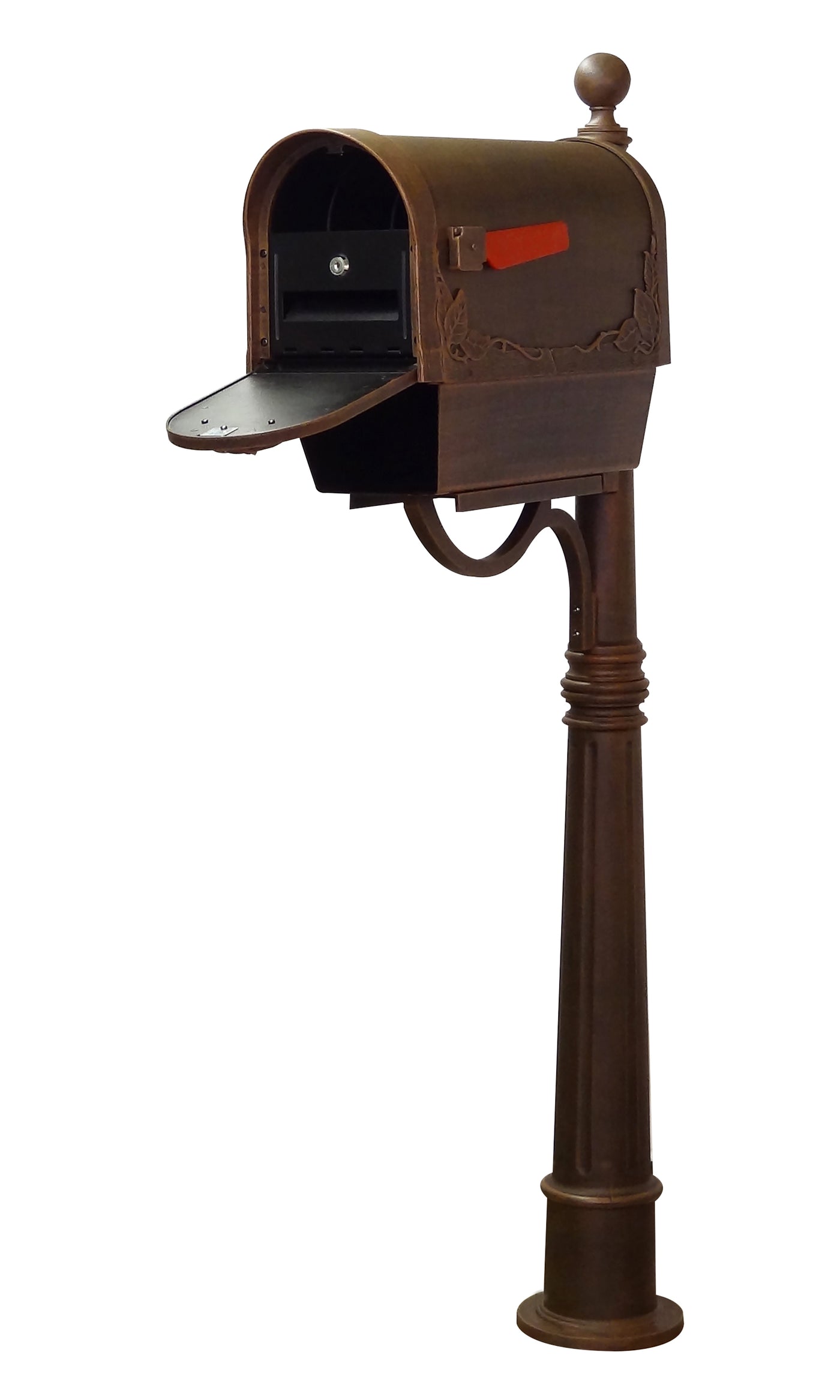 Floral Curbside Mailbox with Newspaper Tube, Locking Insert and Ashland Mailbox Post