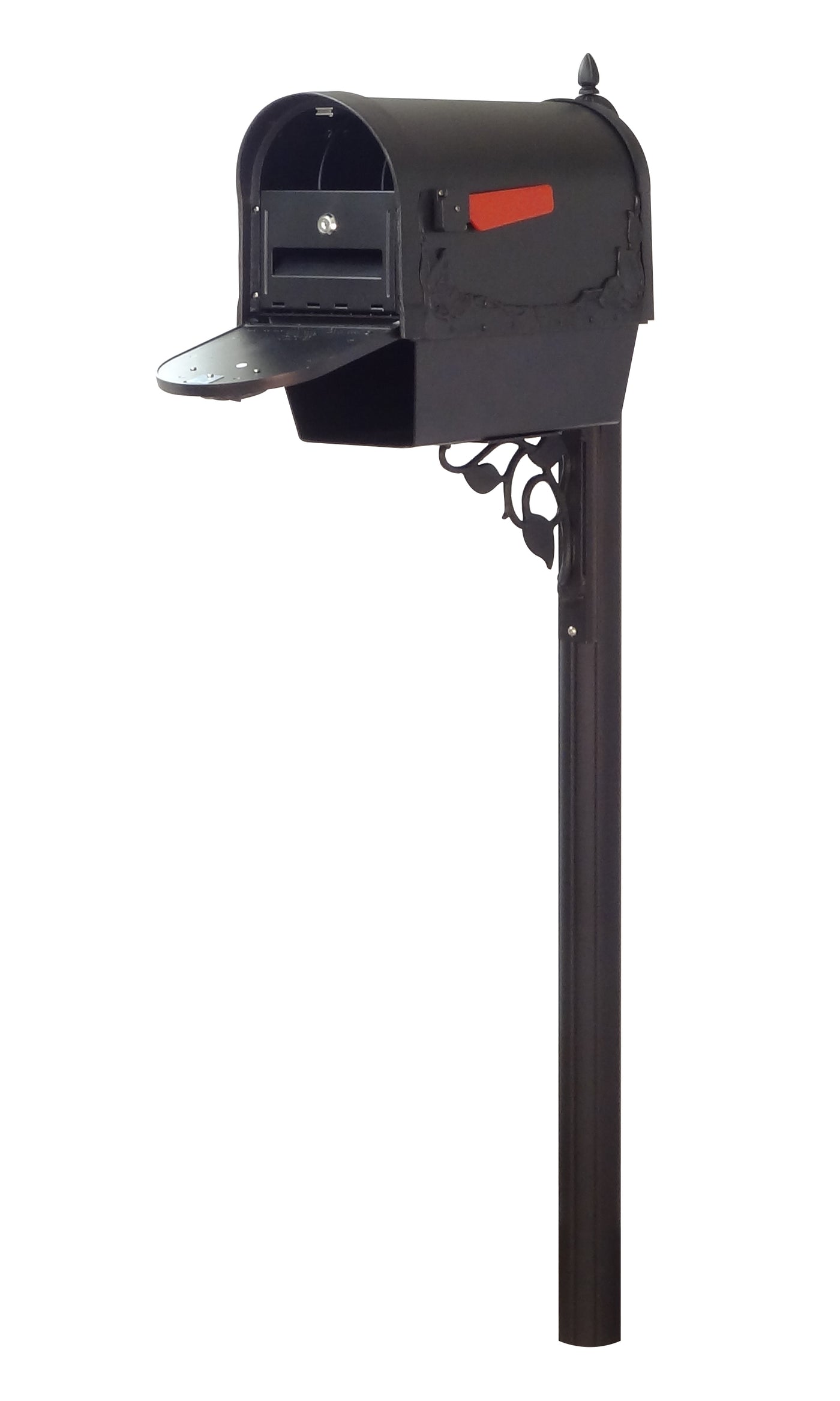Floral Curbside Mailbox with Newspaper Tube, Locking Insert and Albion Mailbox Post