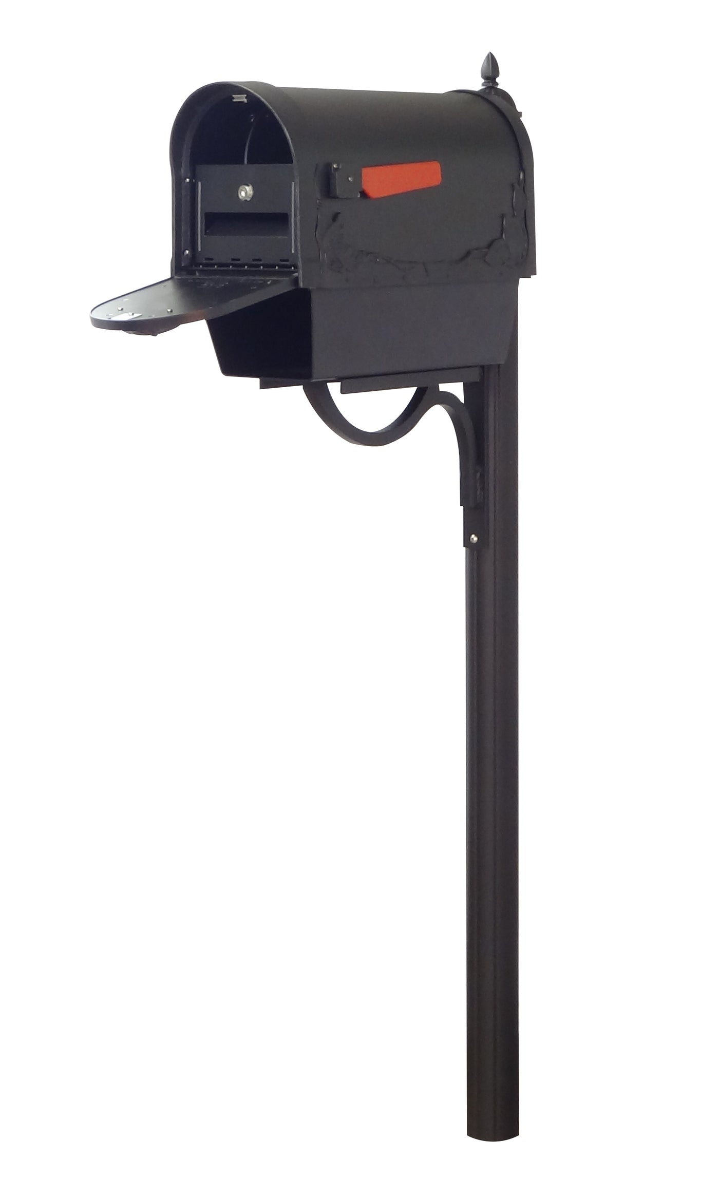 Floral Curbside Mailbox with Newspaper Tube, Locking Insert and Richland Mailbox Post