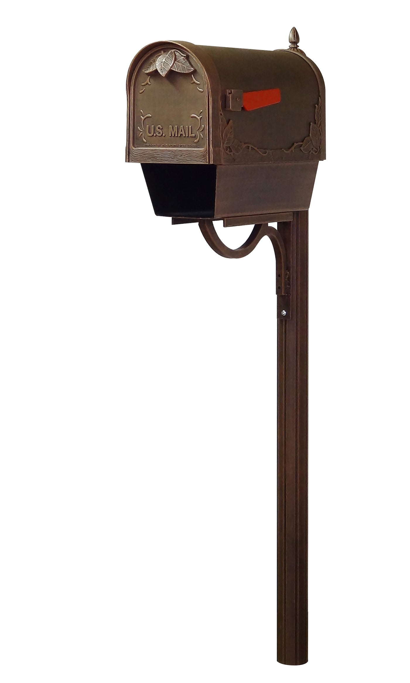 Floral Curbside Mailbox with Newspaper Tube and Richland Mailbox Post