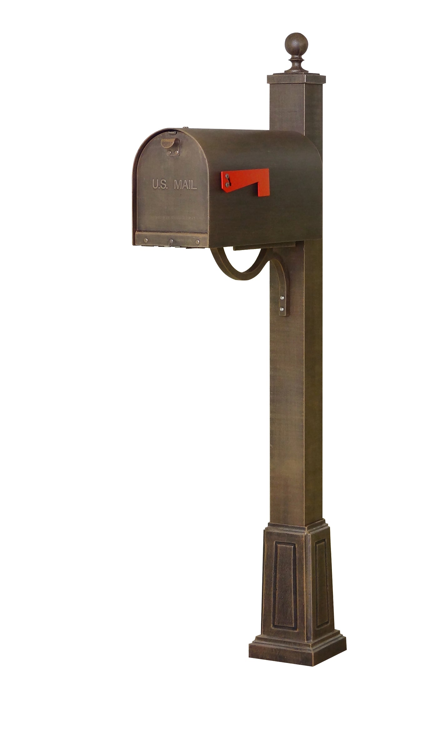 Titan Aluminum Curbside Mailbox and  Springfield Mailbox Post with Base