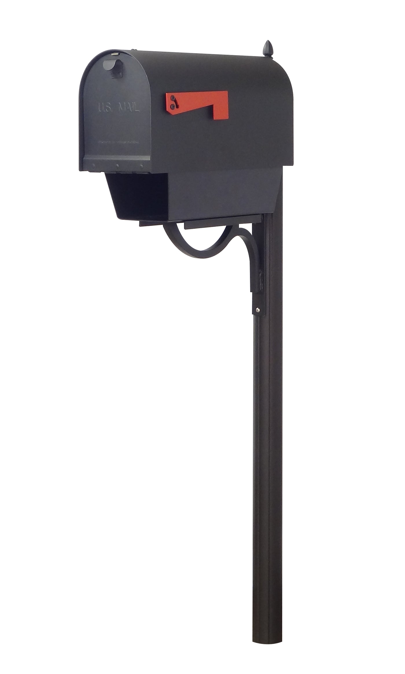 Titan Aluminum Curbside Mailbox with Paper Tube and Richland Mailbox Post