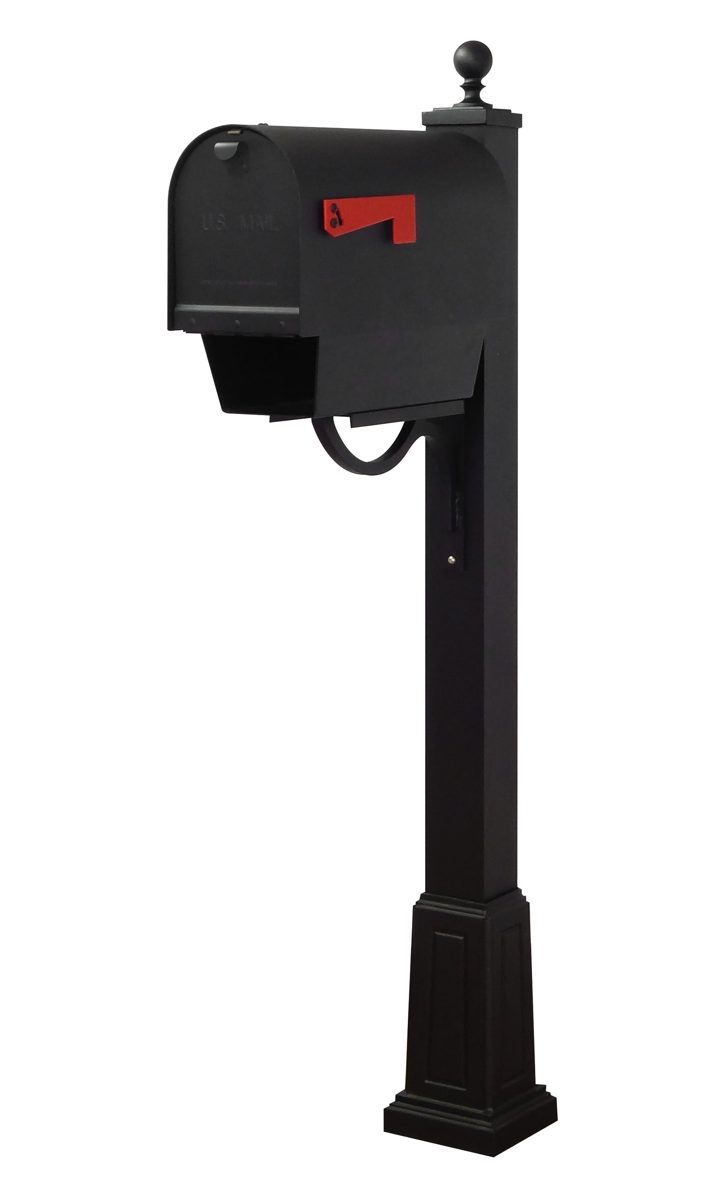 Titan Aluminum Curbside Mailbox with Newspaper Tube and  Springfield Mailbox Post with Base