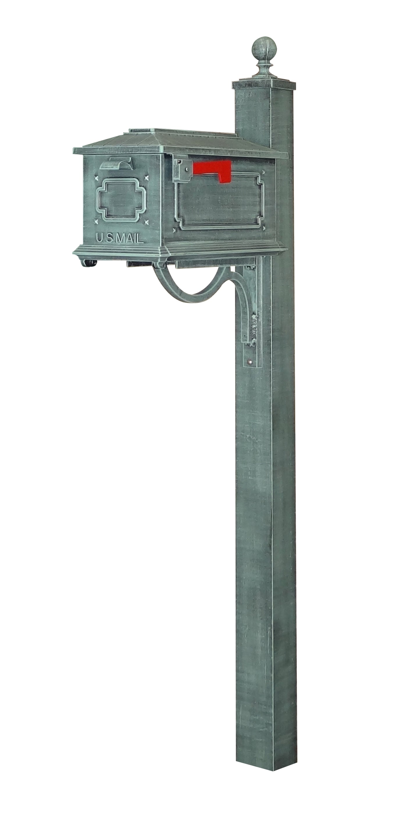 Kingston Curbside Mailbox and Springfield Direct Burial Mailbox Post Smooth Square
