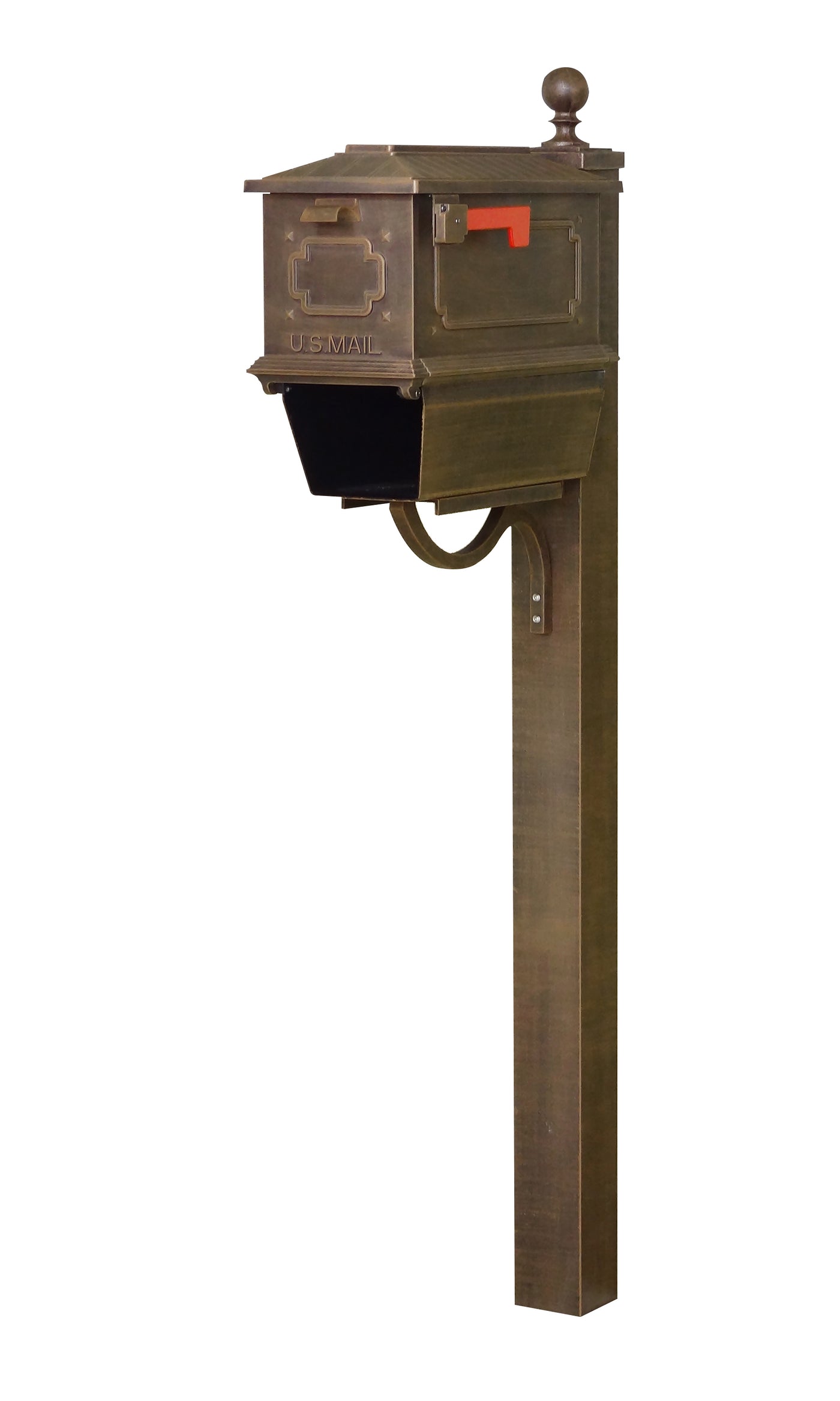 Kingston Curbside Mailbox with Newspaper Tube and Springfield Mailbox Post