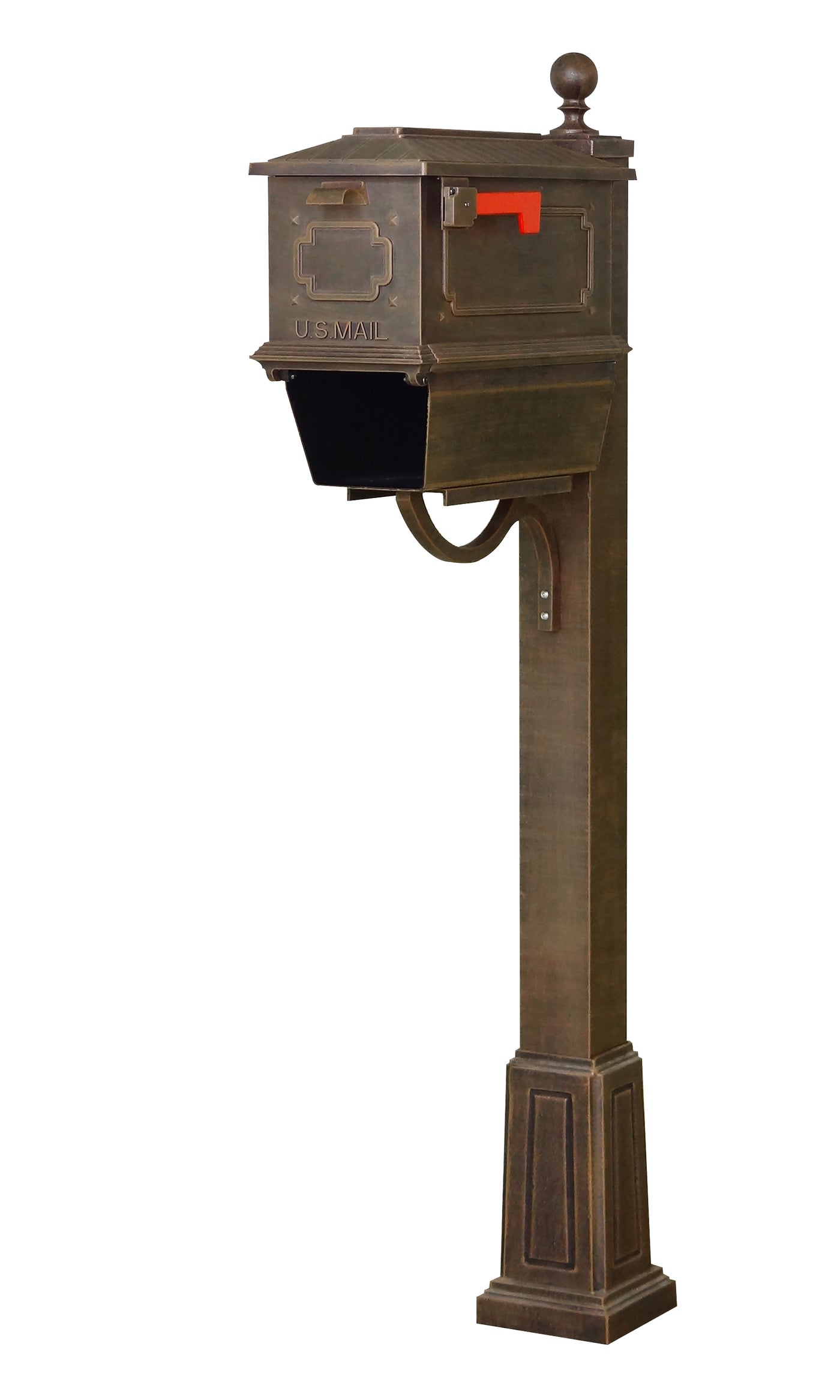 Kingston Curbside Mailbox with Newspaper Tube and Springfield Mailbox Post with Base