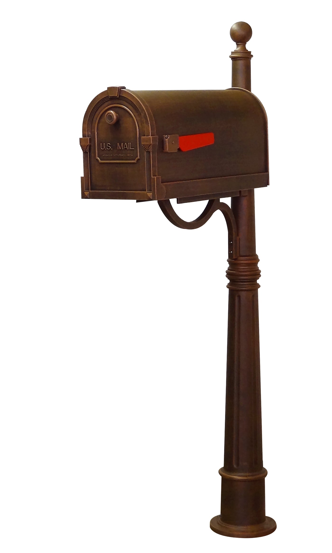 Savannah Curbside Mailbox and Ashland Decorative Aluminum Durable Mailbox Post with Ball Topper
