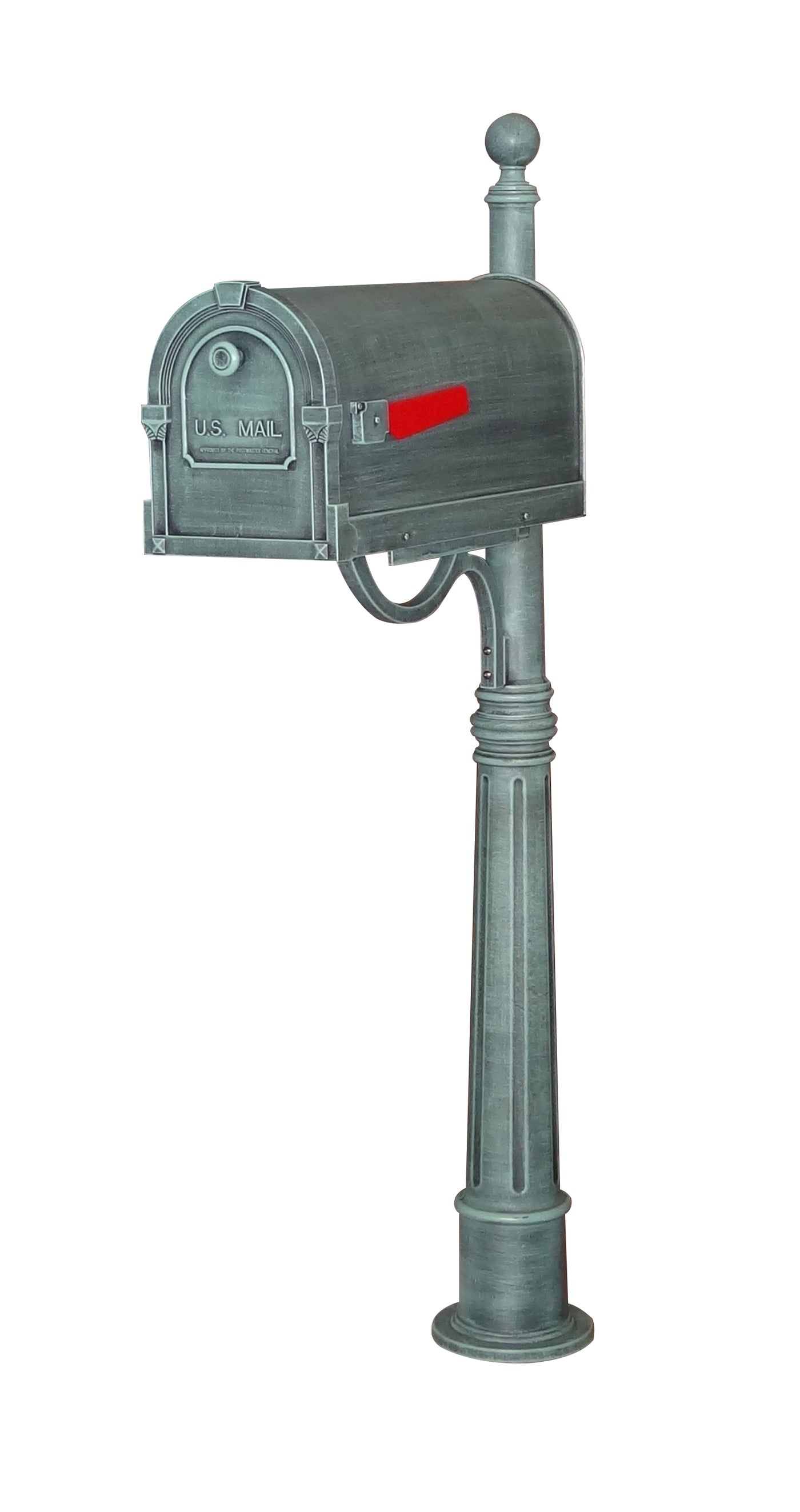 Savannah Curbside Mailbox and Ashland Decorative Aluminum Durable Mailbox Post with Ball Topper
