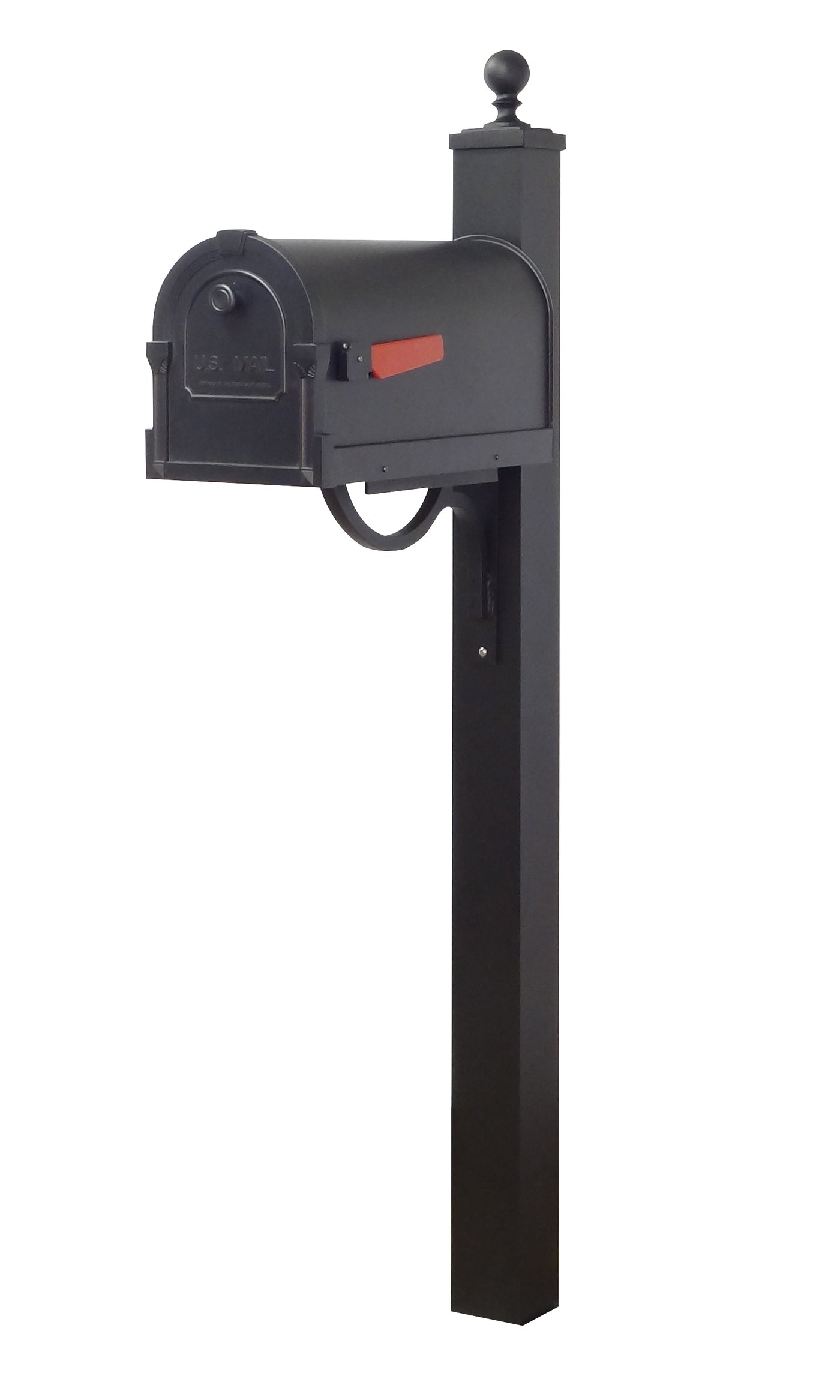 Savannah Curbside Mailbox and Springfield Direct Burial Mailbox Post Smooth Square