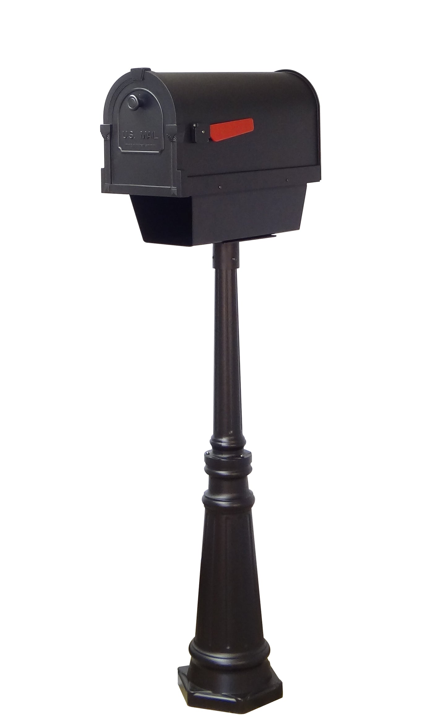 Savannah Curbside Mailbox with Newspaper Tube and Tacoma Mailbox Post with Direct Burial Kit