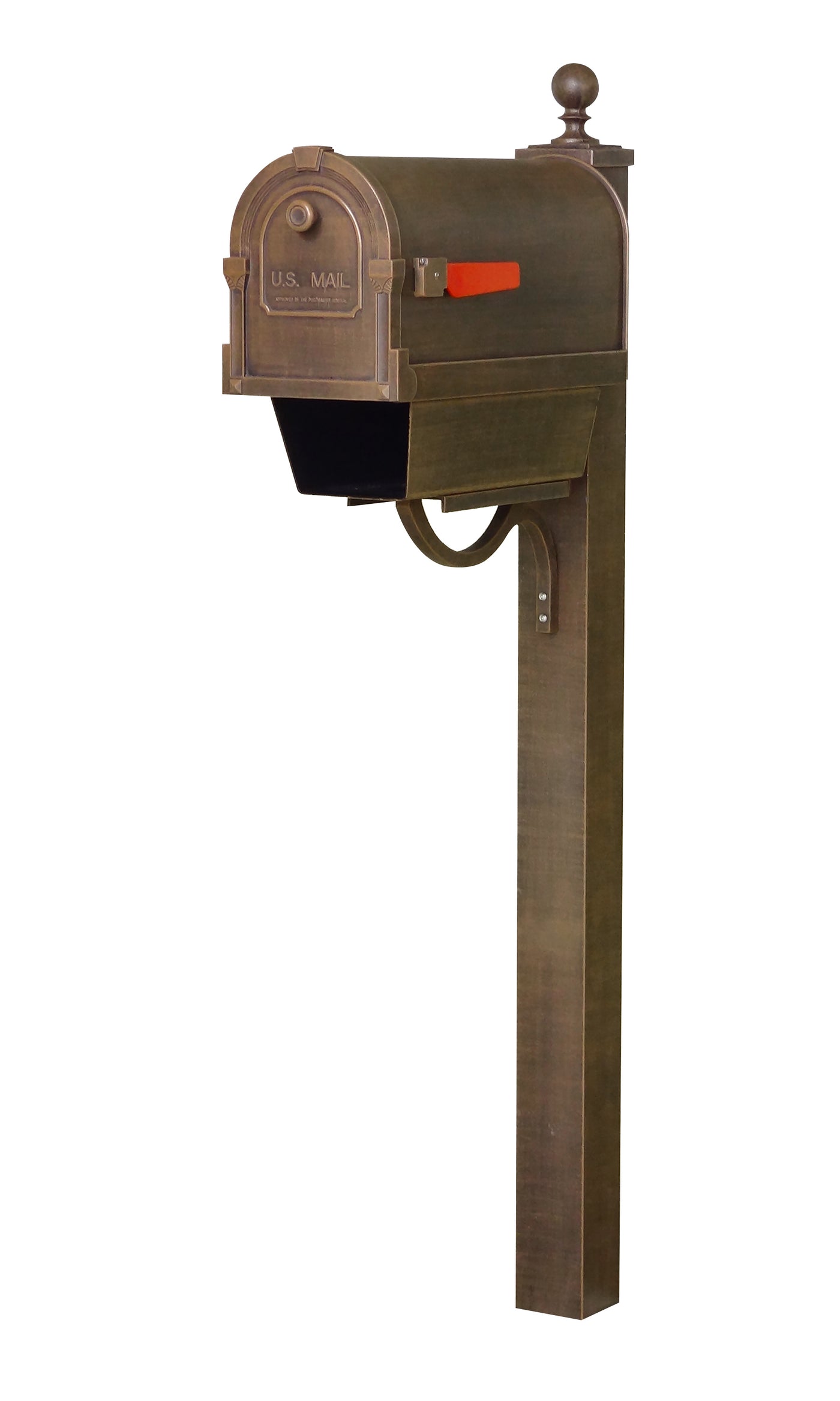 Savannah Curbside Mailbox with Newspaper Tube and Springfield Mailbox Post