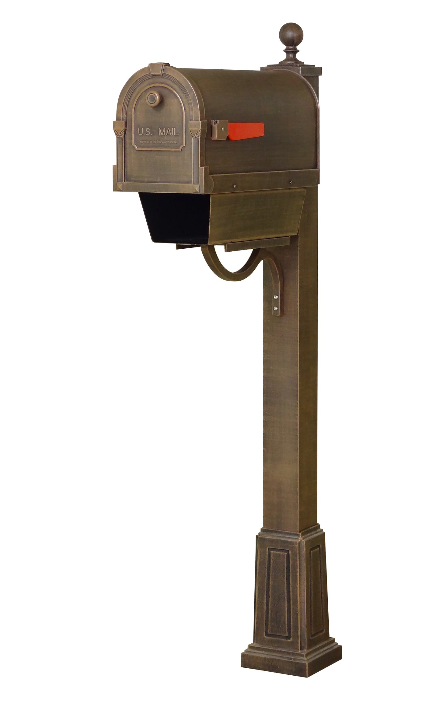 Savannah Curbside Mailbox with Newspaper Tube and Springfield Mailbox Post with Base
