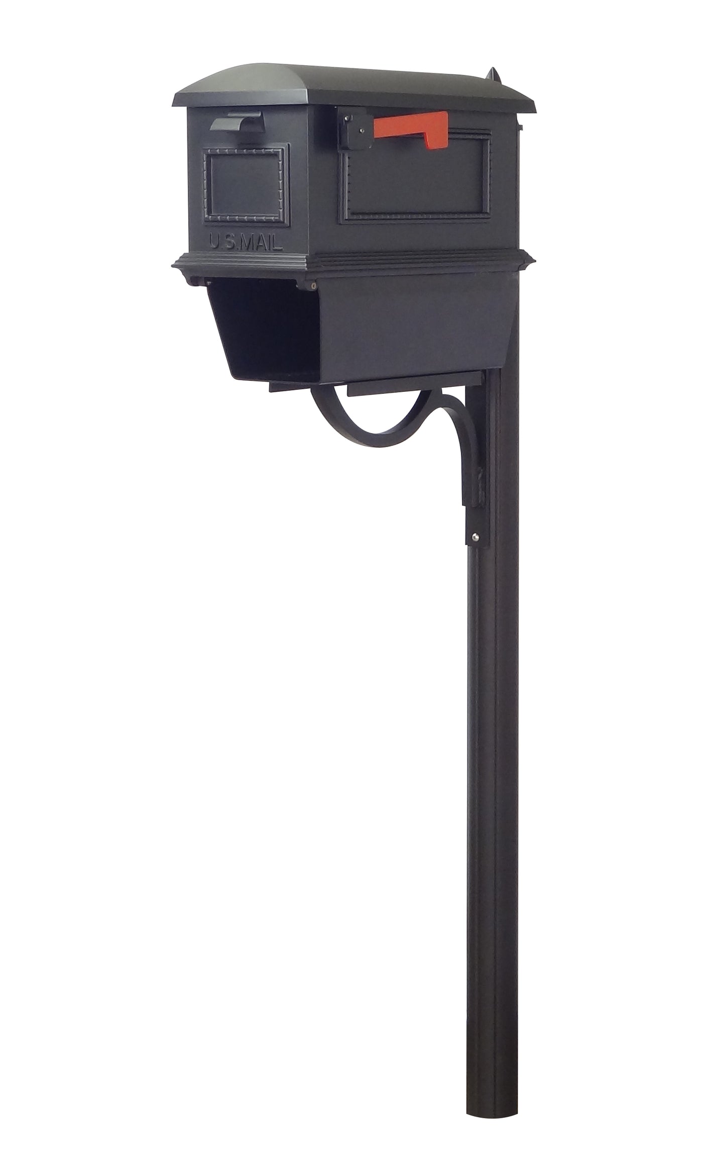 Traditional Curbside Mailbox with Newspaper Tube and Richland Mailbox Post