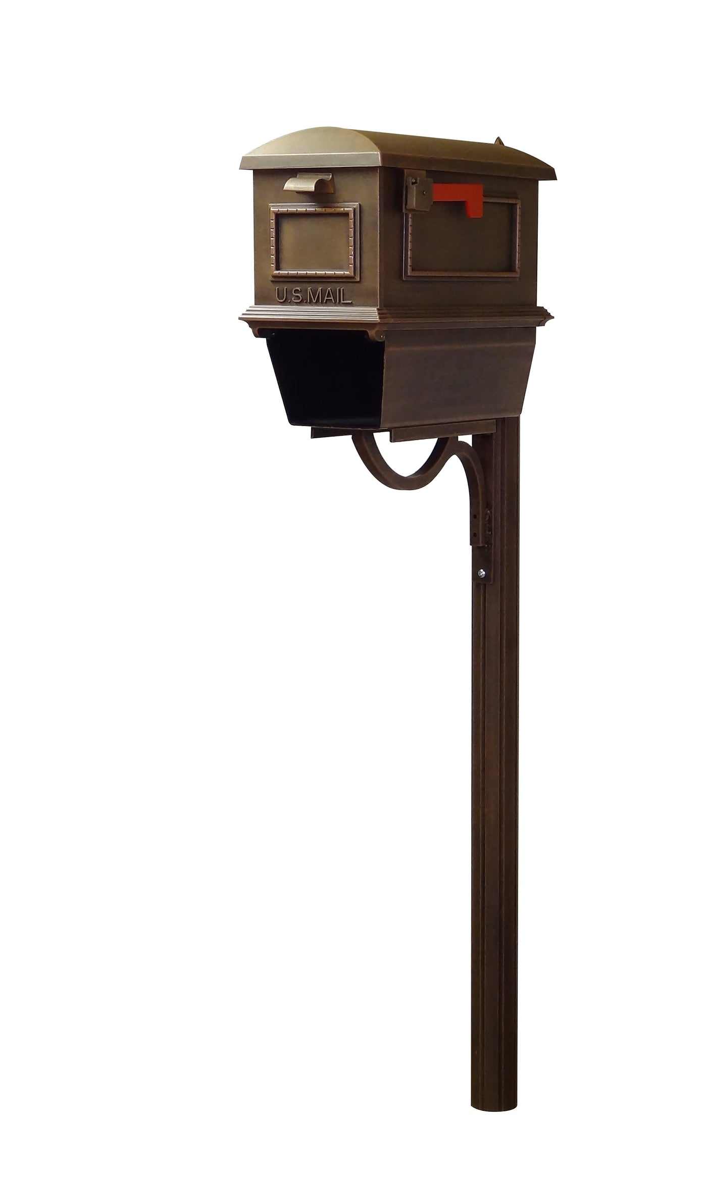 Traditional Curbside Mailbox with Newspaper Tube and Richland Mailbox Post