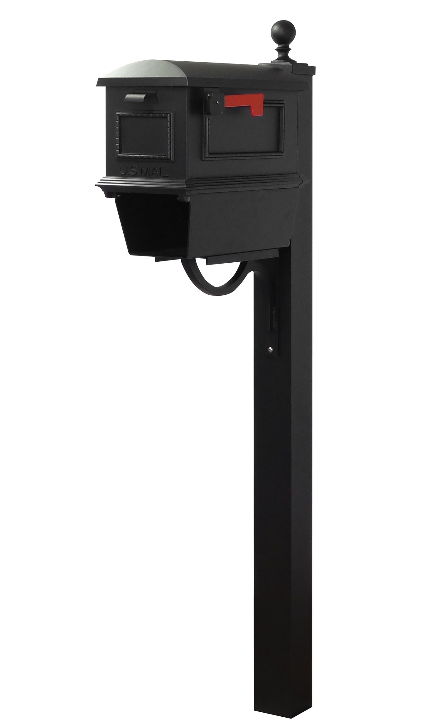 Traditional Curbside Mailbox with Newspaper Tube and Springfield Mailbox Post