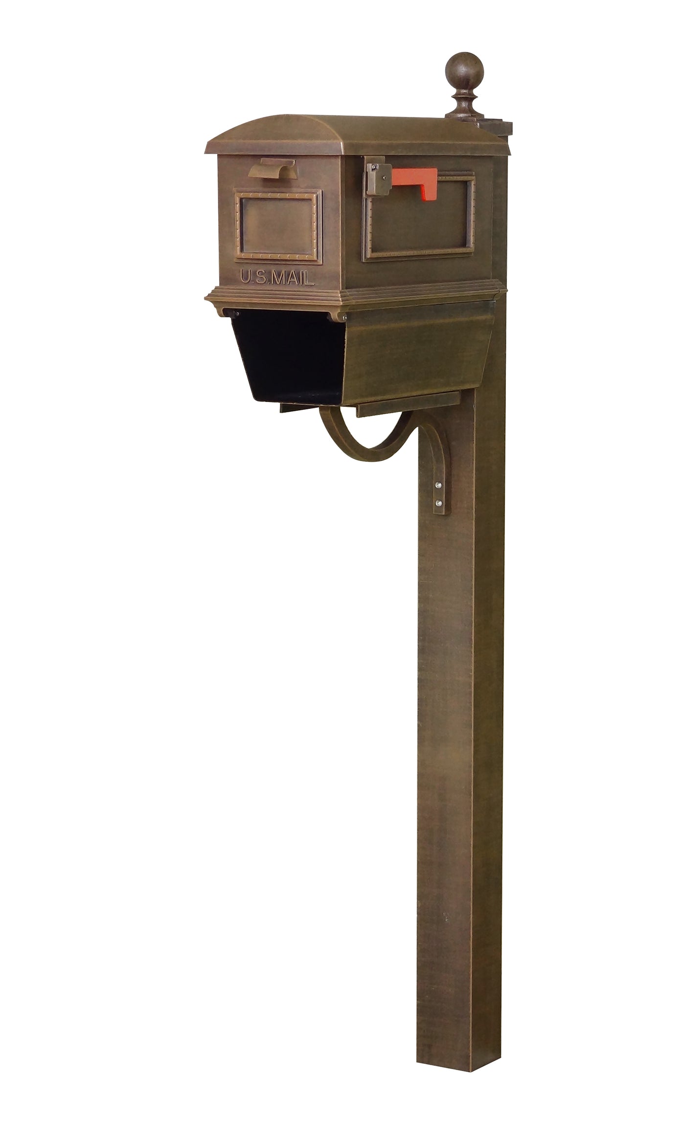 Traditional Curbside Mailbox with Newspaper Tube and Springfield Mailbox Post