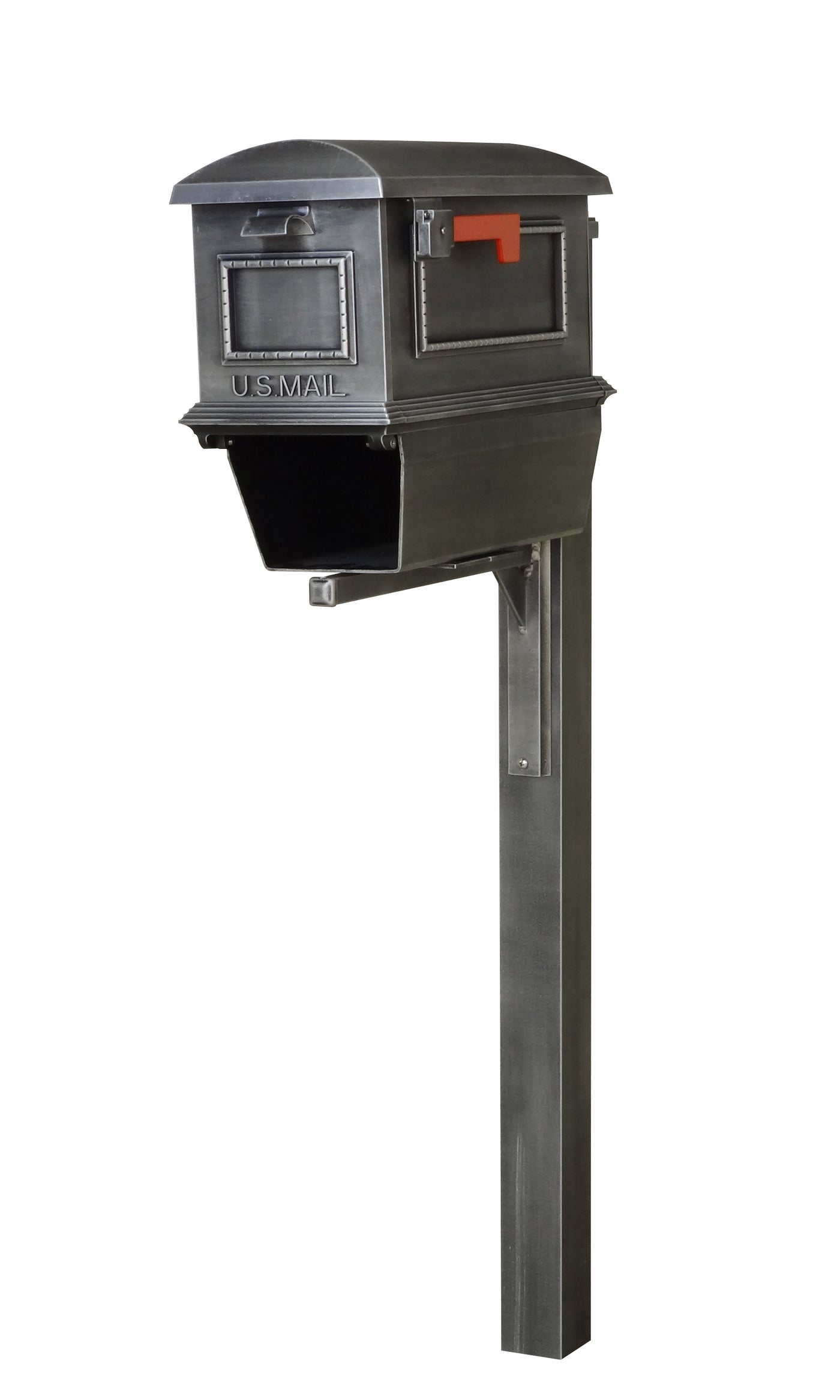 Traditional Curbside Mailbox with Newspaper Tube and Wellington Mailbox Post