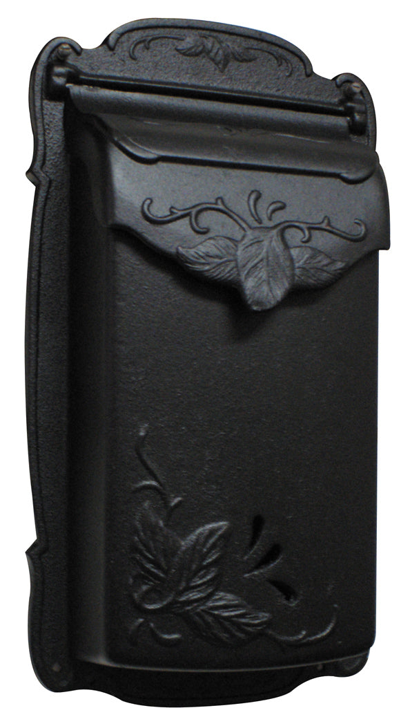 SVF-1001-BLK Floral Vertical Mailbox Wall Mount Aluminum Detailed Decorative Flower