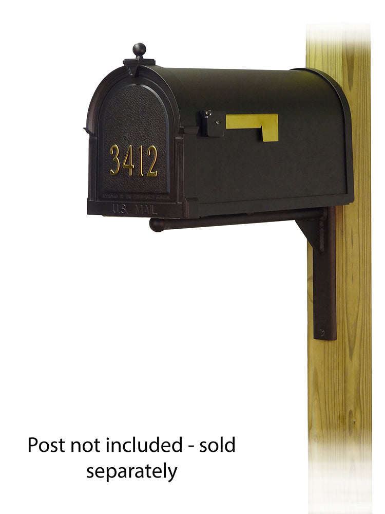 Berkshire Curbside Mailbox with  Front Address Numbers and Ashley front single mailbox mounting bracket
