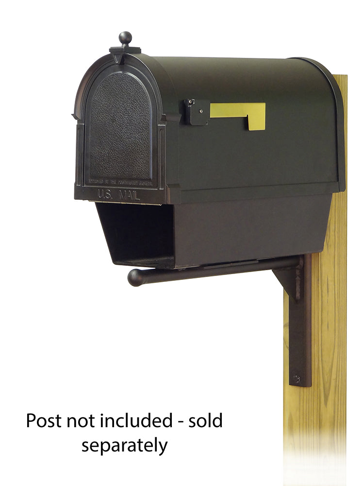 Berkshire Curbside Mailbox with Newspaper tube and Ashley front single mailbox mounting bracket