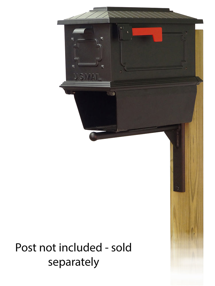 Kingston Curbside Mailbox with Newspaper tube and Ashley front single mailbox mounting bracket