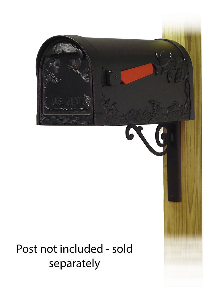 Hummingbird Curbside Mailbox with Baldwin front single mailbox mounting bracket