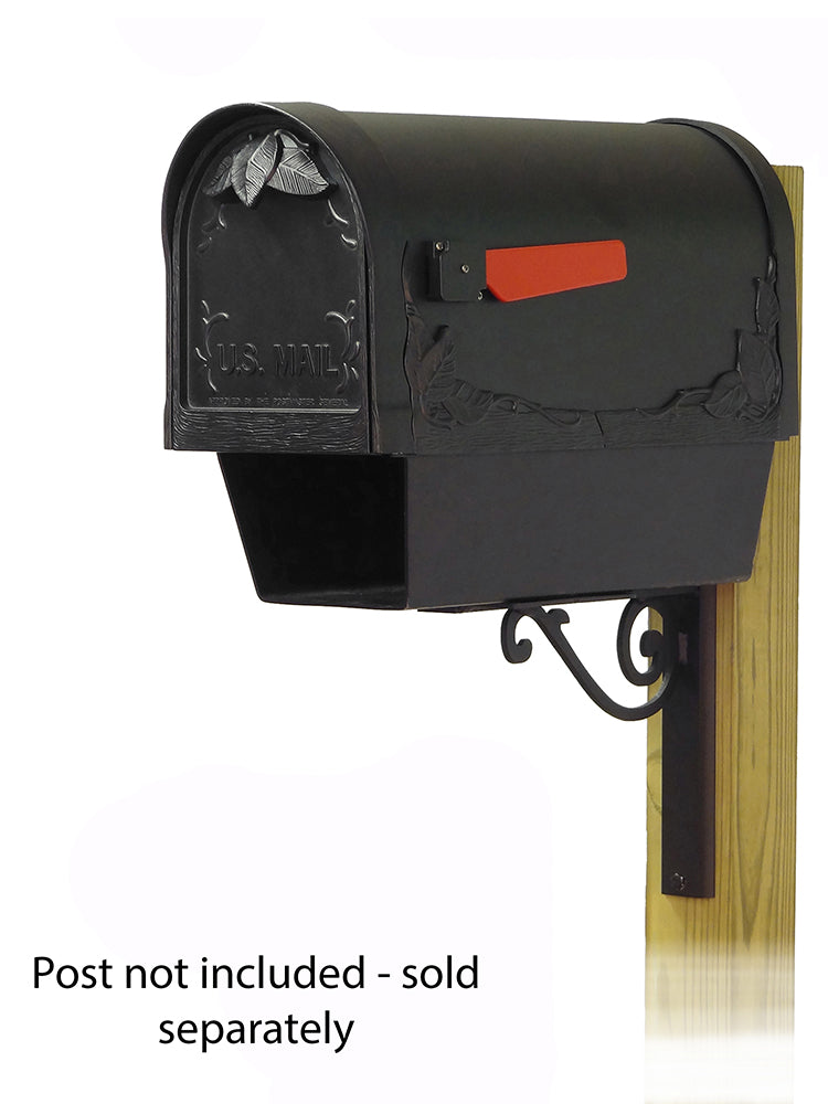 Floral Curbside Mailbox with Newspaper tube and Baldwin front single mailbox mounting bracket