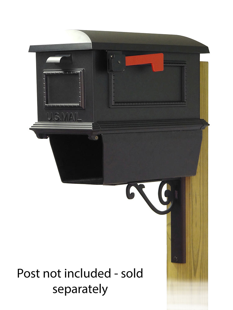 Traditional Curbside Mailbox with Newspaper tube and Baldwin front single mailbox mounting bracket