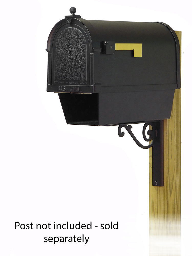 Berkshire Curbside Mailbox with Newspaper tube and Baldwin front single mailbox mounting bracket