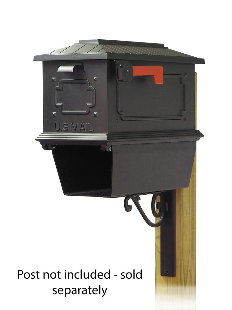 Kingston Curbside Mailbox with Newspaper tube and Baldwin front single mailbox mounting bracket