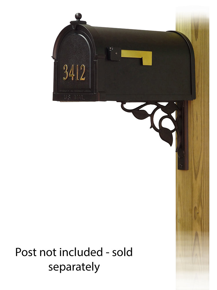 Berkshire Curbside Mailbox with  Front Address Numbers and Floral front single mailbox mounting bracket
