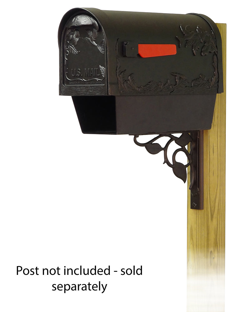 Hummingbird Curbside Mailbox with Newspaper tube and Floral front single mailbox mounting bracket