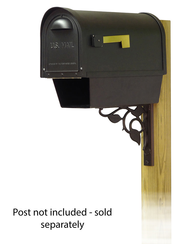 Classic Curbside Mailbox with Newspaper tube and Floral front single mailbox mounting bracket
