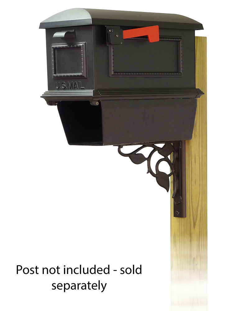 Traditional Curbside Mailbox with Newspaper tube and Floral front single mailbox mounting bracket