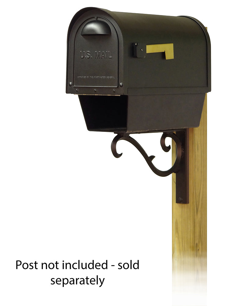 Classic Curbside Mailbox with Newspaper tube and Sorrento front single mailbox mounting bracket