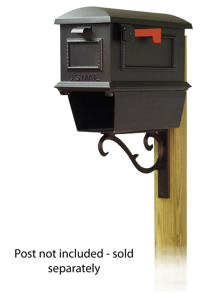 Traditional Curbside Mailbox with Newspaper tube and Sorrento front single mailbox mounting bracket