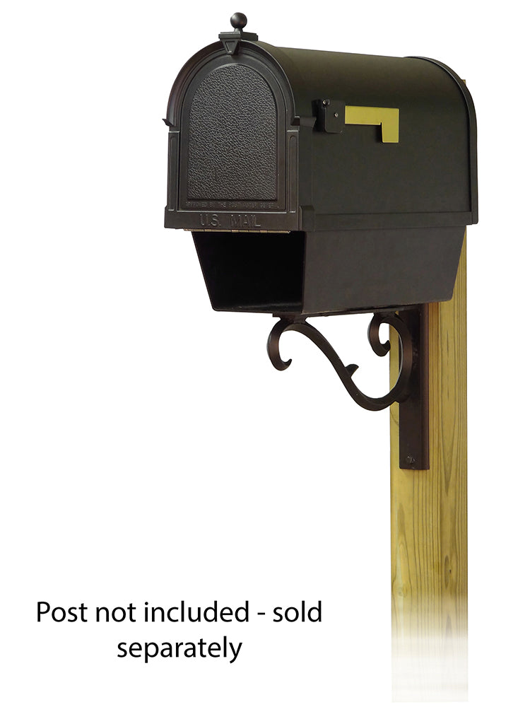 Berkshire Curbside Mailbox with Newspaper tube and Sorrento front single mailbox mounting bracket